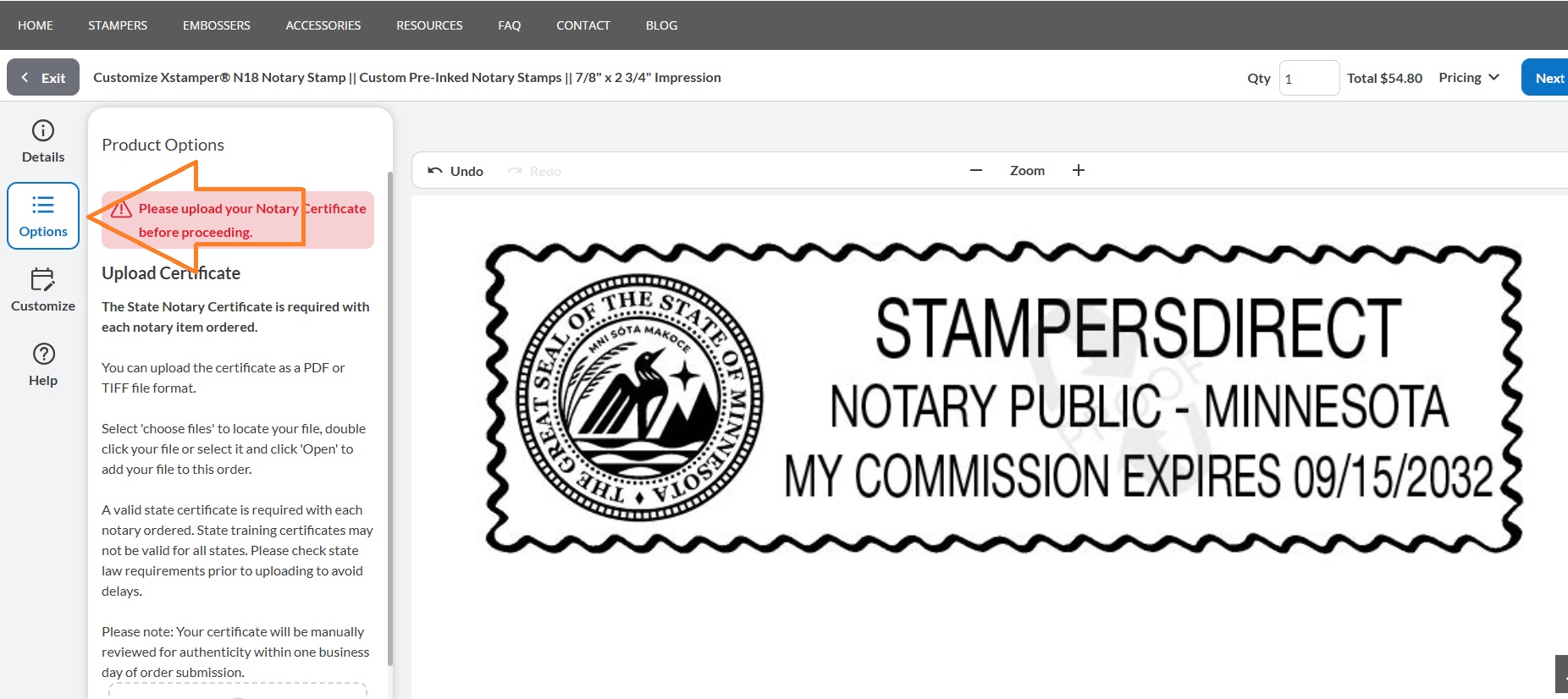 upload notary certificate